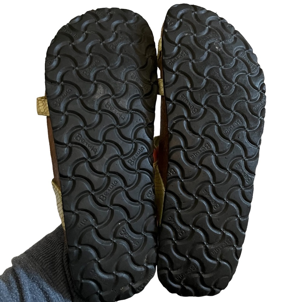 Birkenstock Pale green shimmer Snake-Print Slide Sandals with Green Gem Accents - Picture 5 of 10